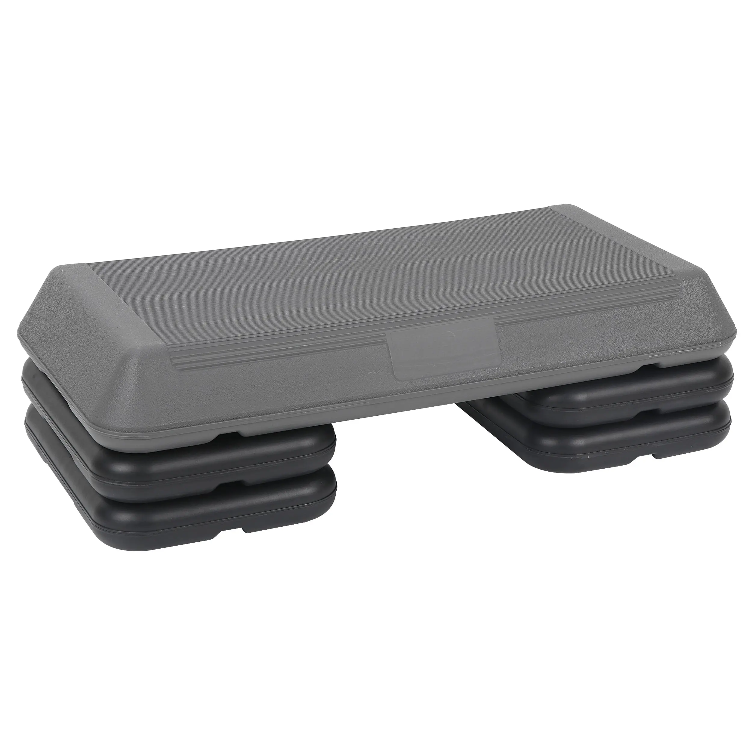 PVC Multi-Level Lightweight Aerobic Step Stepper with Push Up Board, Trapezoidal Workout Accessory, 4 Height Settings (4"-6"-8") & 4 Risers, for Home Workouts & Aerobic Training