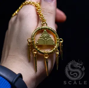 Yu-Gi-Oh Millennium Puzzle Frosted Gold Necklace Pendant Anime Jewelry