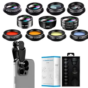11-in-1 Mobile Lens Value Bundle - Wide-angle&Macro Lens, Fisheye Lens, Kaleidoscope Filter, Polarizing Filter, Starburst Filters, and More for iPhone and Android Phones - Mobile Accessories, Camera Phone Accessories, For UGC Creators, Christmas Gift