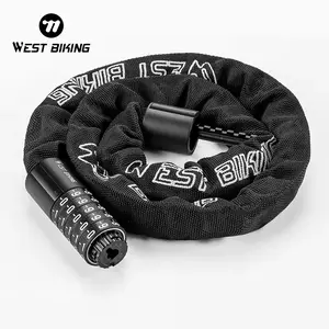 WEST BIKING Bike Accessories Bicycle Lock Password Security Bike Chain Lock Outdoor Anti-Theft Motorcycle Cycling Lock Ebike