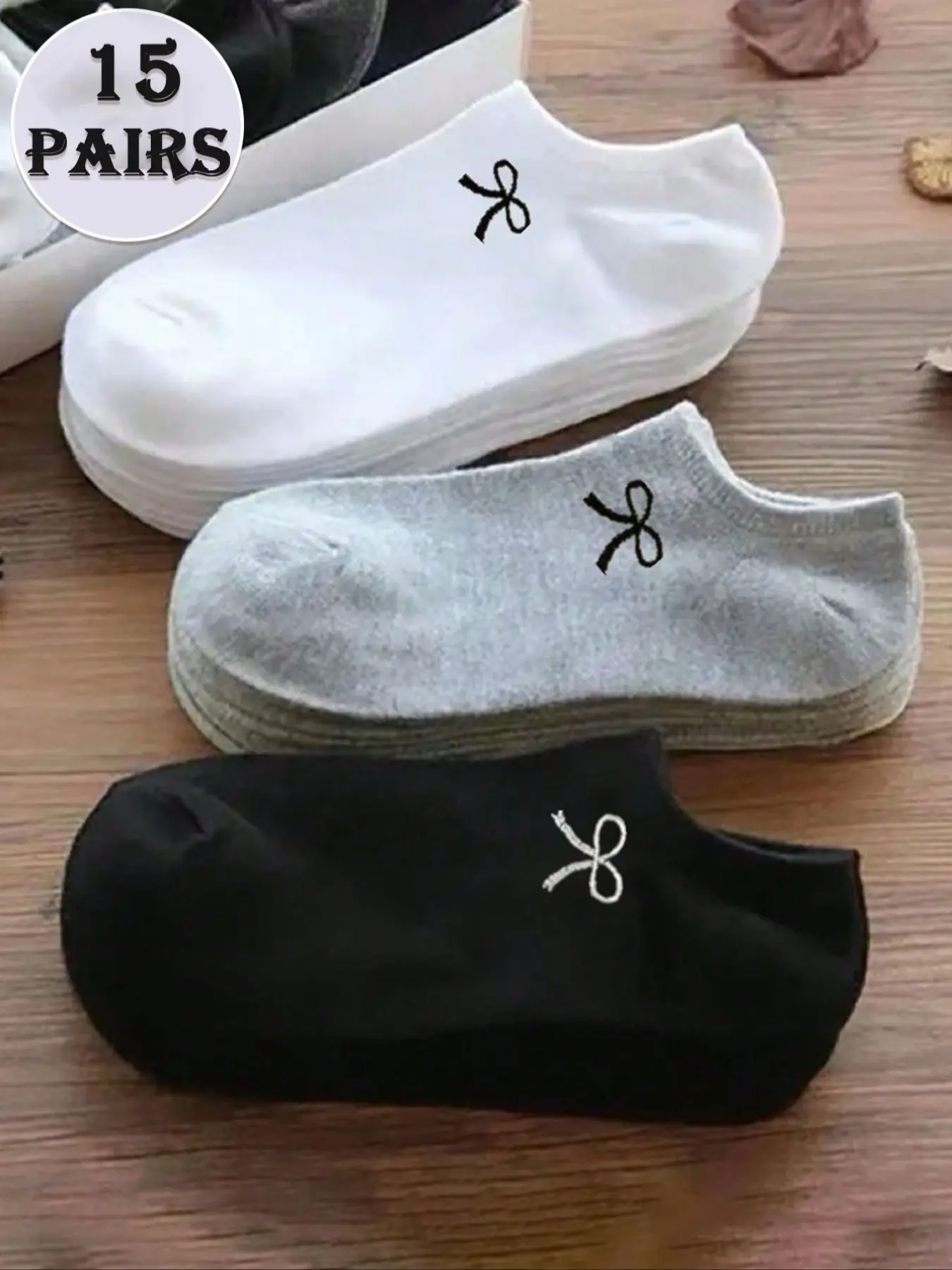 15 pairs of women's bow low-cut invisible socks for casual daily wear, cute and simple design, comfortable, soft and breathable ankle socks, Soft Comfy Socks, All Season Socks