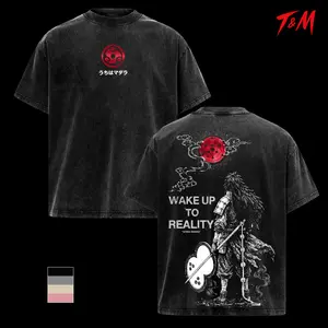 Uchiha Madara Wake Up To Reality Naruto Washed Oversized T Shirt, Sharingan Akatsuki Anime Graphic Tee, Vintage Heavyweight Cotton Streetwear Shirt, NRT Manga Fan Gift
