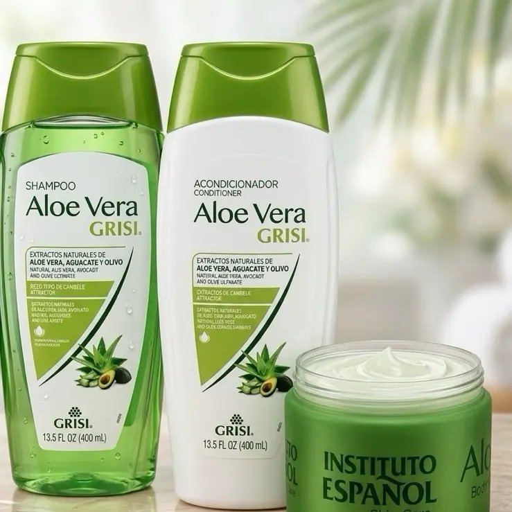 Grisi Aloe Vera Shampoo Conditioner & Cream Set by Instituto Espanol - Natural Extracts Formula for Hair Care