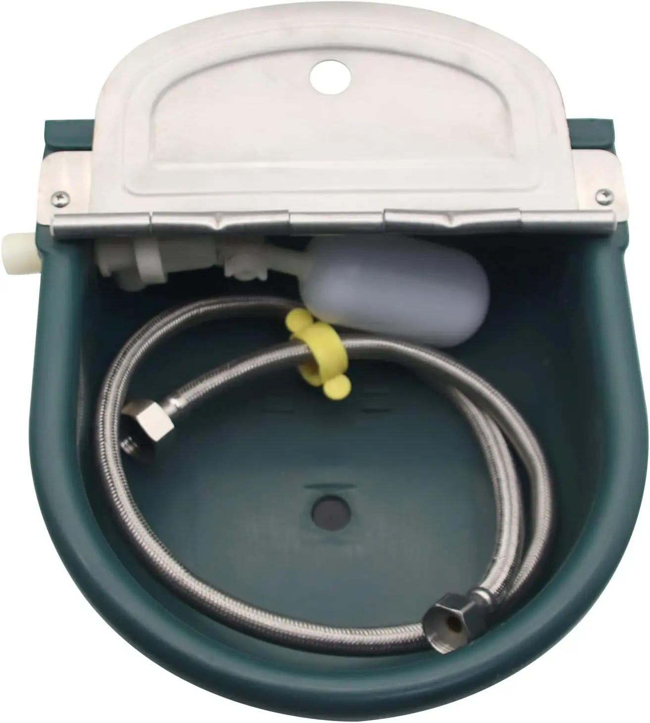 Automatic Water Bowl Plastic Livestock Waterer for Horse Cattle Goat Sheep ,Farm Grade Sheep Water Trough Bowl (with Drainage Hole & 39.37 inch Pipe)