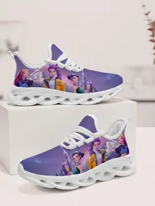 K-Pop Demon Hunters Casual Kids Sneakers Soft EVA Sole Low-cut Breathable Comfortable Fashion Sports Shoes for Girls Boys (011001)