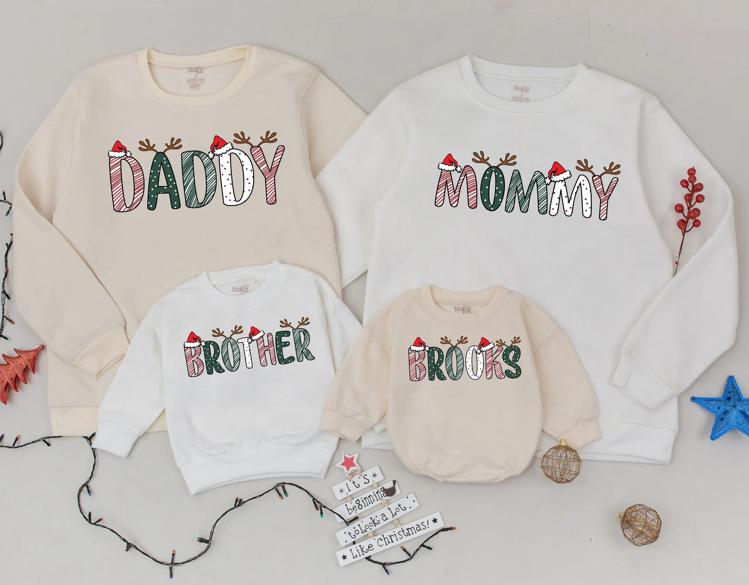 CUSTOMIZED Matching Family Christmas Sweatshirt Mommy and Me Sweaters Custom Name Holiday Retro Christmas Gifts Toddler Sweatshirt Kid Baby Clothes Outfit Party