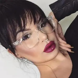 Crystal See Trough Square Clear Frames "Kylie" for Women Chic & Trendy Look Modern Aesthetic Comfortable Daily Wear Eyeglasses