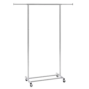 VEVOR Clothes Rack with Wheels,  Heavy Duty Clothing Garment Rack with Hanging Rod and Bottom Storage Area, Adjustable Length Clothing Rack, 2 Lockable Wheels Accessories Laundry