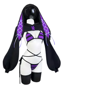 Koruraclub2026 Hottest Picks Cute Striped Bunny Suit - Soft Breathable Daily Style - Party-Ready Outfit for Cosplay & Creative Projects Clothes Costumes Womenswear Day