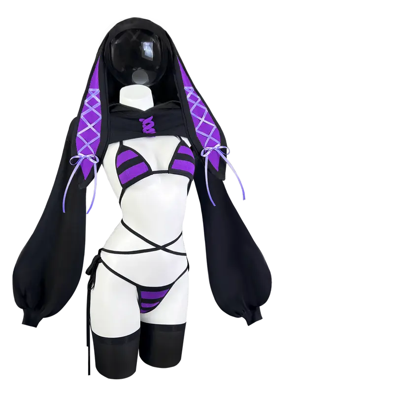 KORURACLUB Women's Cute Striped Bunny Special Clothing - Comfortable, Breathable Style Suit for Cosplay, Daily Wear, Party Outfits, One Size