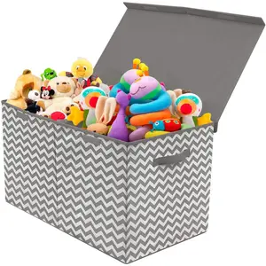 Storage Fabric Toy Chest - Chevron Pattern Boxes Organiser Boxes Organiser Compartment Collapsible Bin Sofa