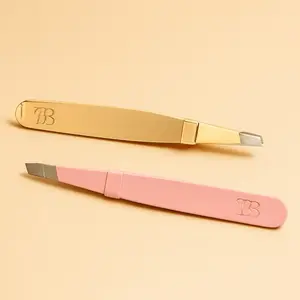 Precision Eyebrow Tweezer Gold & Pink Stainless Steel Tip for Flawless Brow Shaping Ergonomic Grip Professional & Home Use