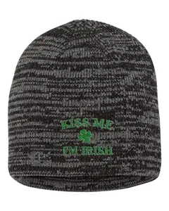 Kiss Me I'm Irish Embroidered Knit Beanie Cap
