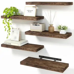 3pcs Floating Shelves for Wall, Farmhouse Wall Rack, Bedroom Storage Shelf, Living Room Hanging Rack, Kitchen Decor Wooden Floating Shelves, Wall Mounted Shelf, Decoration