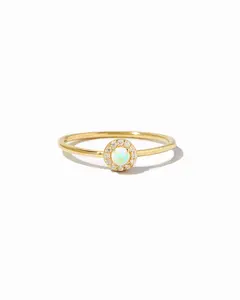 Dainty Women's Solitaire Opal Ring with Gold or Silver Finish