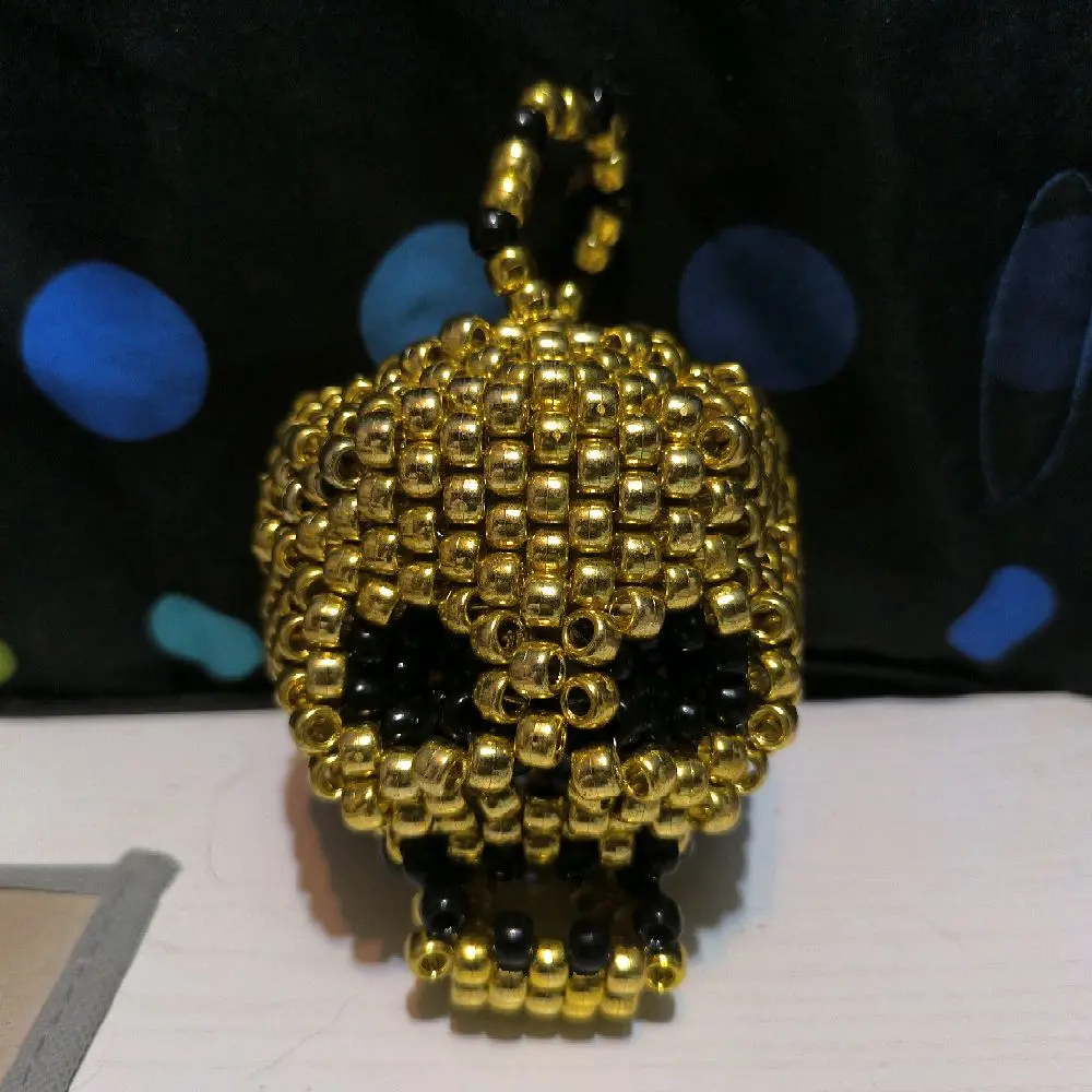 Gold and Black 3D Beaded Skull Gold and Black 3D Beaded Skull