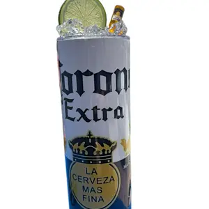 Personalized tumbler with imitation beers special crown to keep your beer cold this summer. Drink with an elegant touch. Bottle Water Bottles Portable