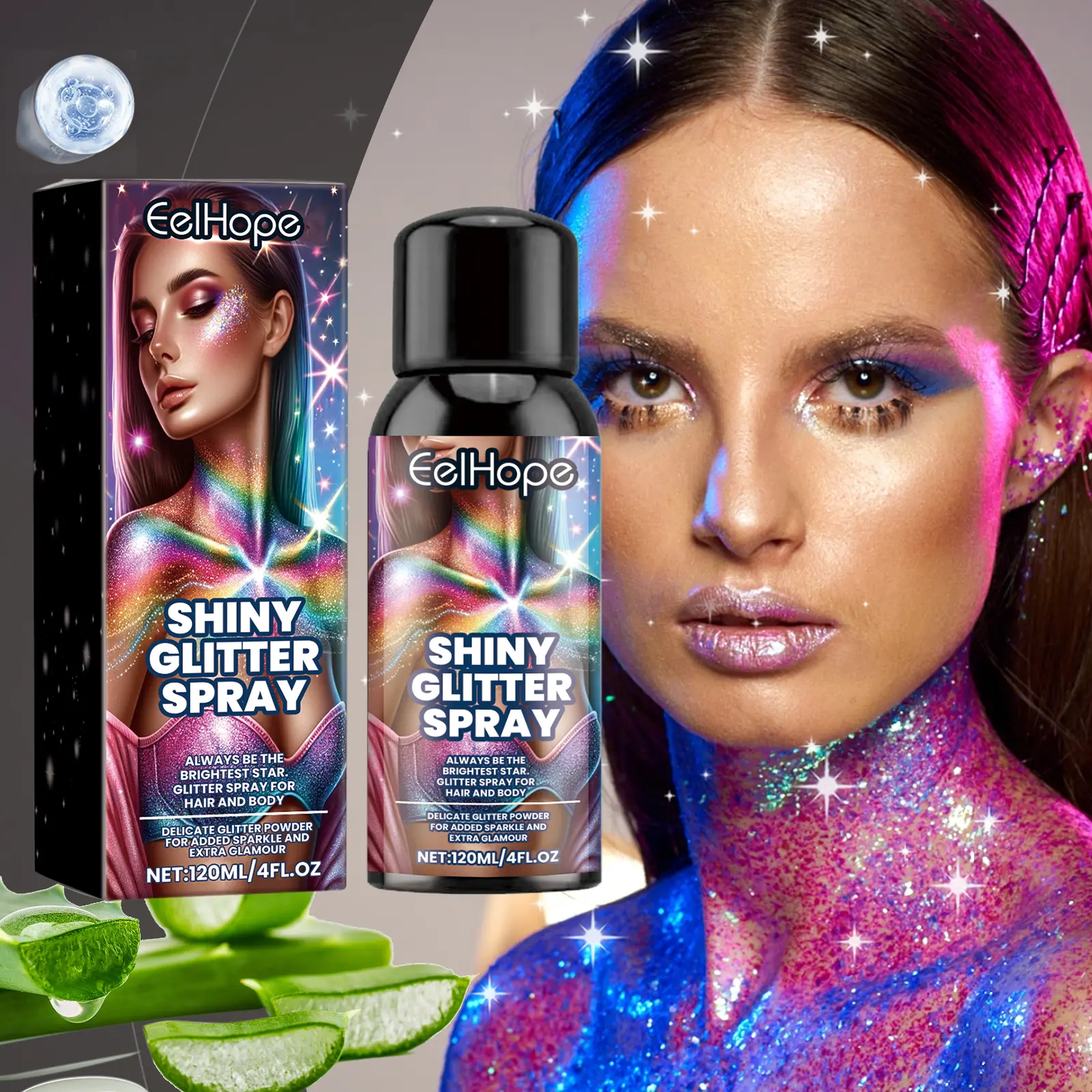 Stage makeup Body Glitter Spray for Hair and Body  party festival atmosphere carnival Body Glitter Hairspray