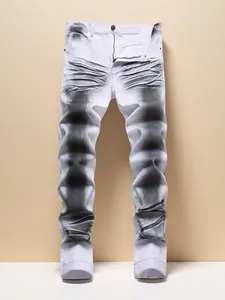 Men's White and Black Printed Whisker Stretch Slim Fit Jeans Casual Pants jeans  n  s size  32  purple  jeans mens  skinny  jeans raw  jeans through it ripped high street jean fashion boy summer skinny jean baggy jean men mens  fashion  deals