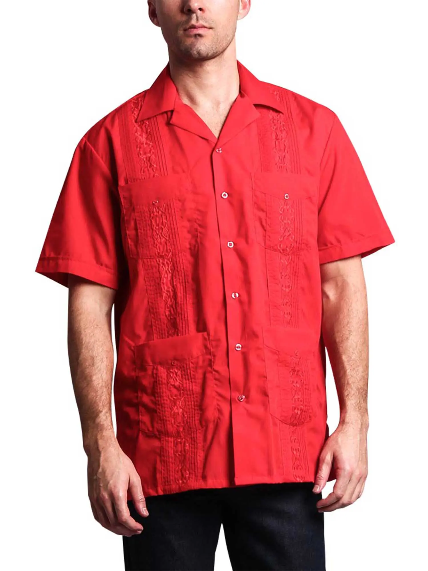 Guayabera Embroidered Pleated Cuban Shirt