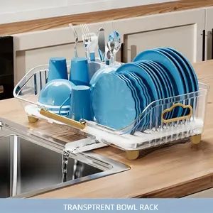 Space-Saving Dish Rack & Dish Drainer, Drainboard Dish Drainer Heavy-Duty Utensil Drying Rack with Drain Board, Non-Slip Kitchen Counter/Sink Organizer, Compact Utensil Storage Rack for Home and Commercial Use Easy to Clean, Efficient Layout