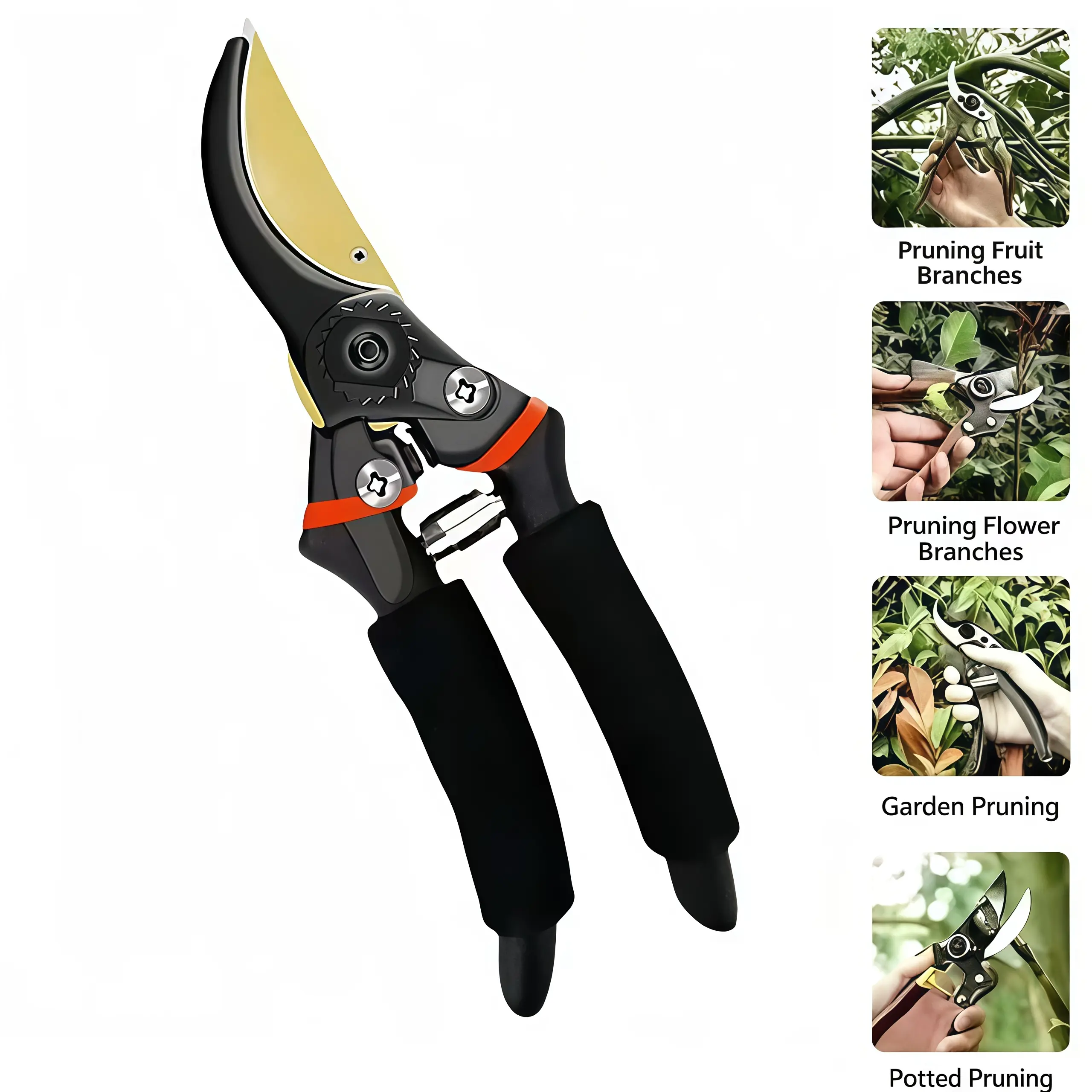 Left-Handed Heavy Duty Anvil Garden Pruners - High Carbon Steel Blade, Ergonomic Ergo Handles, Durable Alloy Steel Construction, Superior Leverage Cut for Clean Cuts on Tough Branches, Landscaping Plant Shears
