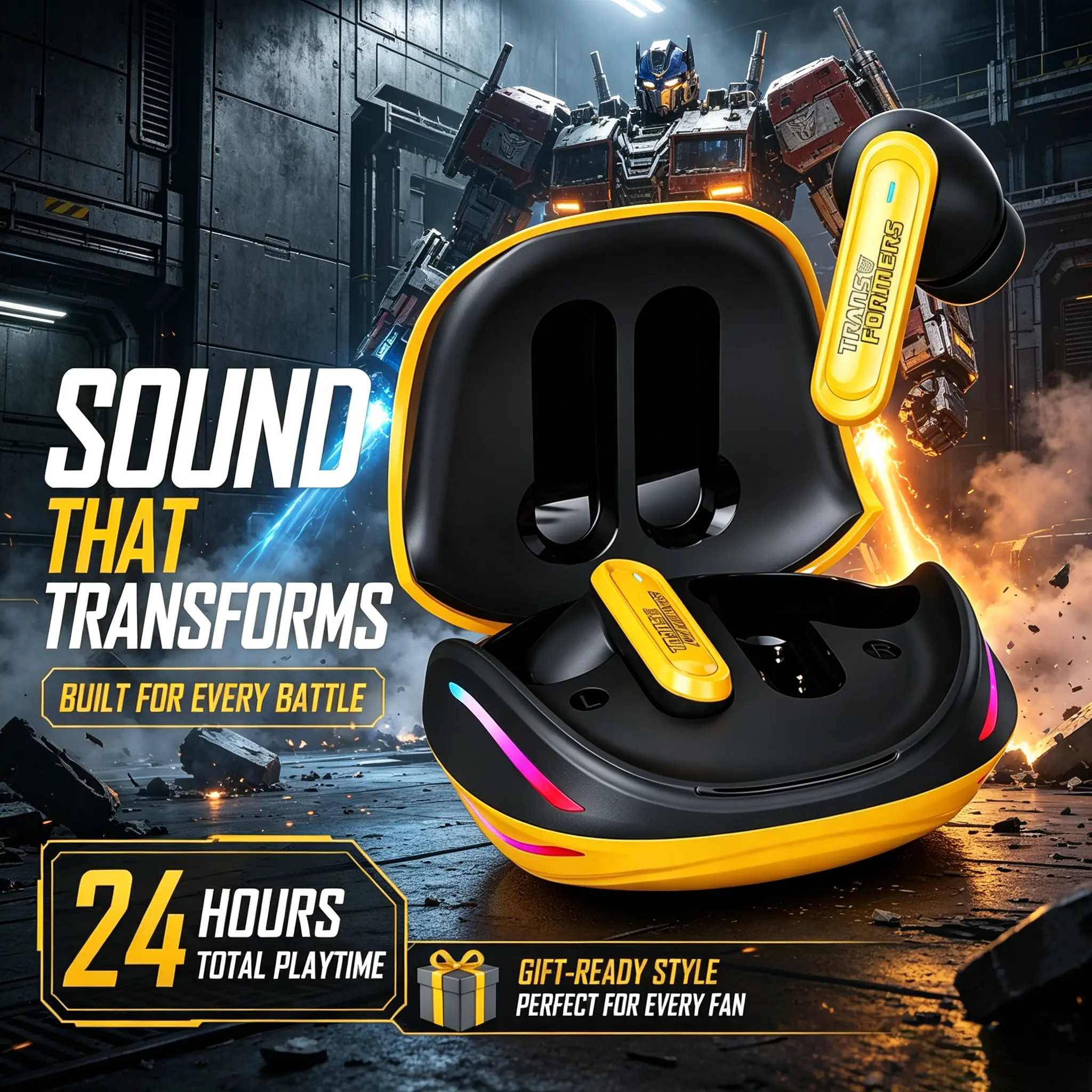 TRANSFORMERS Bluetooth 6.0 In-Ear Earbuds, 13mm Drivers with ENC Noise Cancellation, Secure Fit Headset for Clear Calls, Music & Gaming, Daily Commute Wireless Audio Accessories bluetooth-compatible earphone