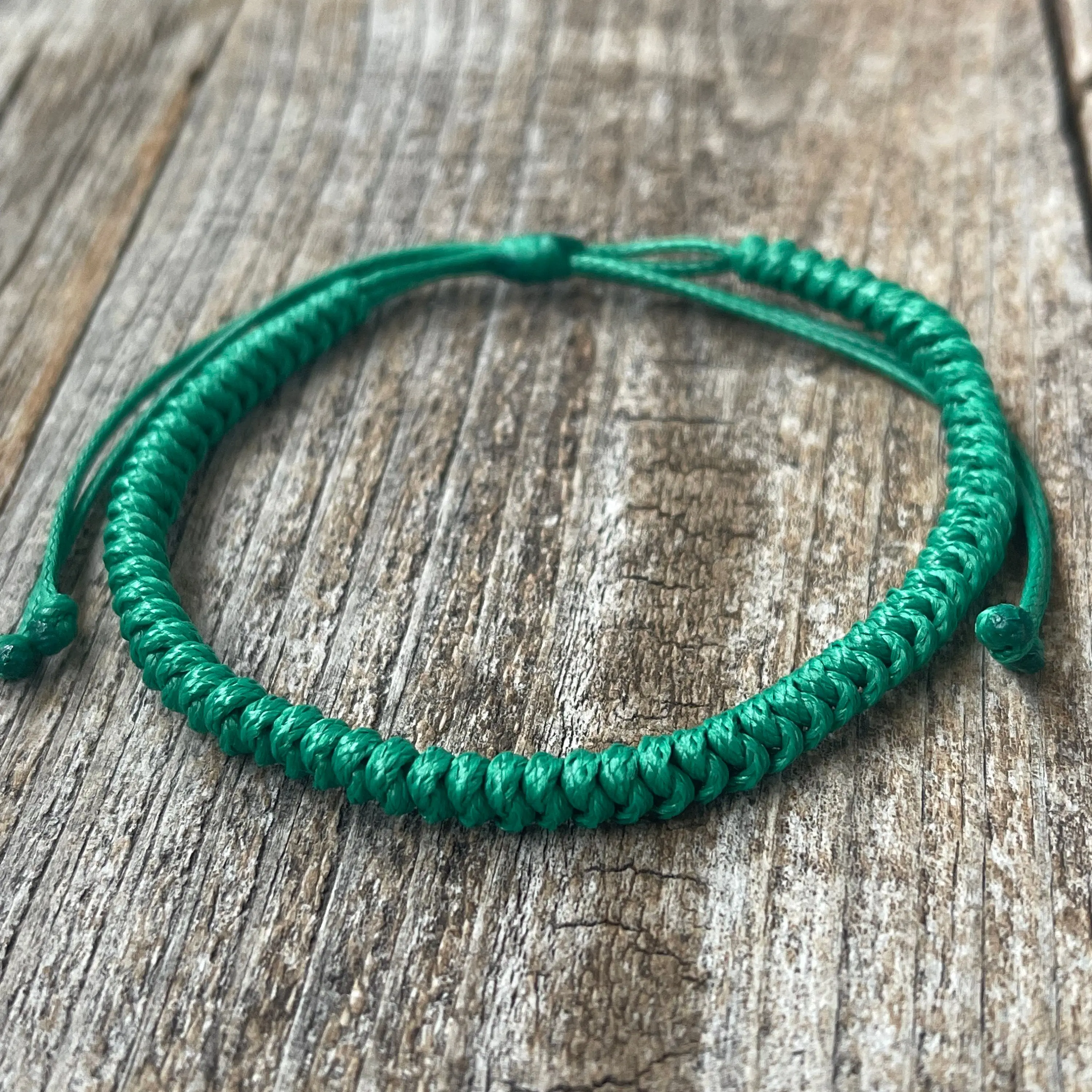Waterside Braided Bracelet Green Adjustable Waterproof Vegan Leather