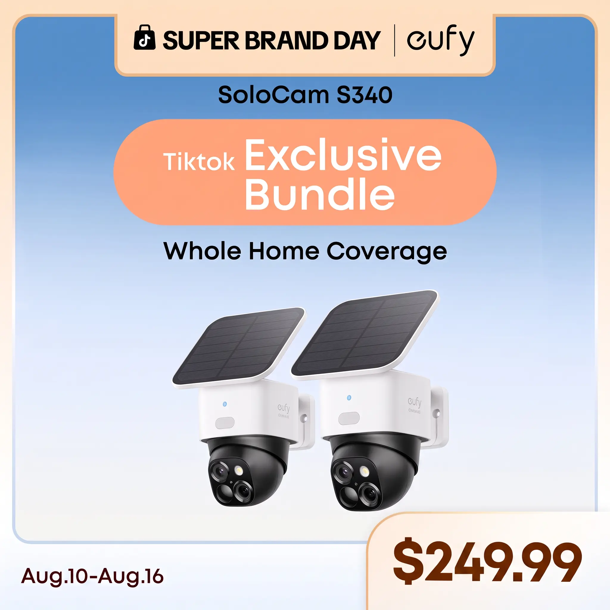 【Exclusive Bundle】eufy Security SoloCam S340, Solar Security Cameras Wireless Outdoor