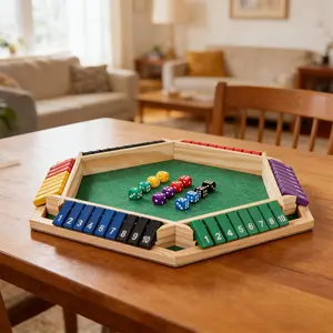 1 Classic Wooden Board Game, Suitable for 1-6 People, Upgraded Wooden Box Dice Game with 12 Dice, Six-Sided Flip Card Game, Perfect for Family Fun Gatherings, Christmas/New Year Gift Options, and Tabletop Games That Enhance Family Bonding and Communicatio
