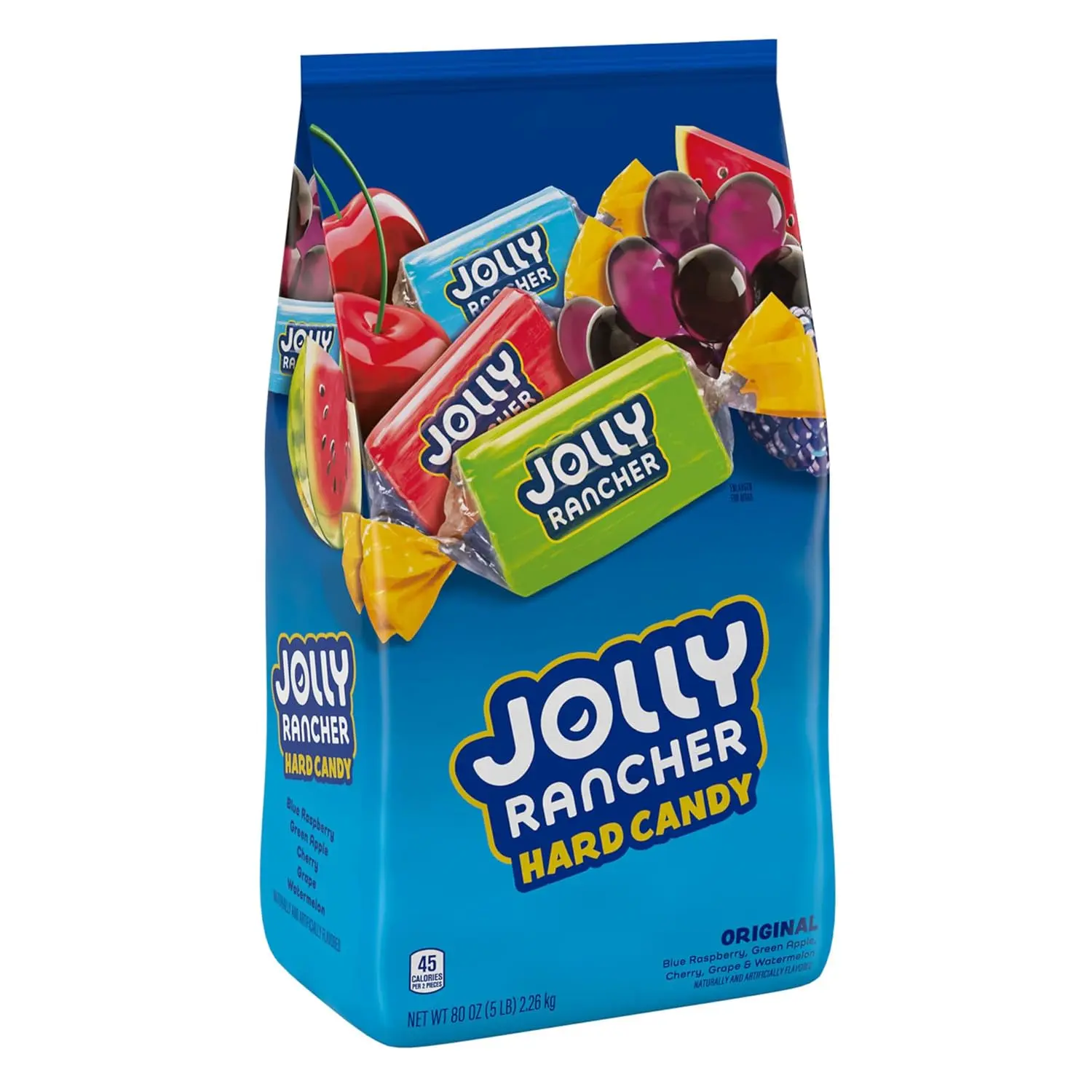 JOLLY RANCHER Assorted Fruit Flavored Hard Candy Snack with Watermelon Flavor, 5 lb Bulk Bag