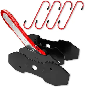 Brake Caliper Compression Tool, Caliper Piston Compressor Tool With Additional 2 pcs Large Steel Plate and 2 Hooks, 360°Adjustable Brake Caliper Tool for Single Twin Quad Piston Calipers