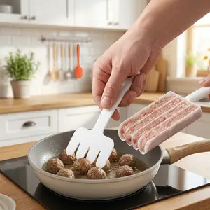 Kitchen Meatball Maker, 1 Count Manual 4-grid Non-stick Meatball Maker, Kitchen Gadgets Supplies Cookware Pans-MM