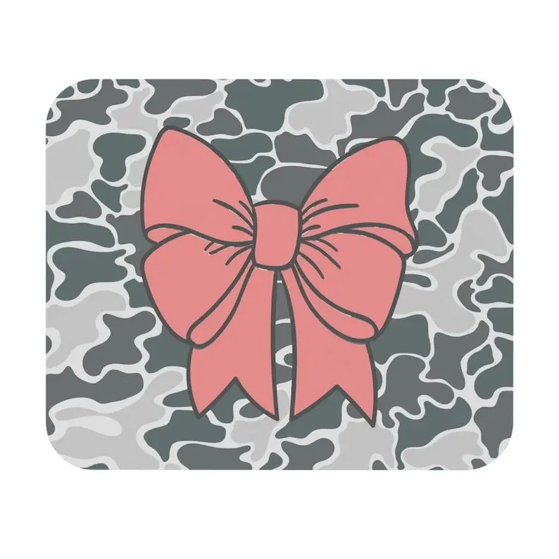 Coastal Camo "Coquette" Mouse Pad / Bow Camo Rectangle Hunting Pad / Bow Desk Pad / Coquette Computer Camo Desk Mat / Office Decor / Gaming Mousepad