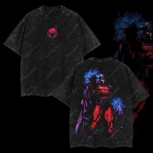 Superstyle The Mutant Messiah "Master of Magnetism" Magneto Ver 02 MCU Edition Double Printed Oversize Lightweight Acid Washed Tee TV Series Graphic Design Top Cotton Streetwear Comic Superheroes T-Shirt Clothes Menswear Womenswear
