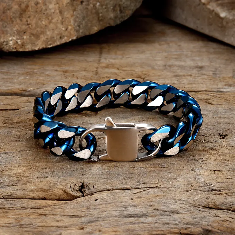GTHIC Simple Two-tone Cuban Link Stainless Steel Bracelet for Men Statement Jewelry Daily Wear