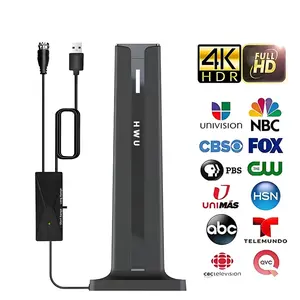 HWU HD Digital TV Antenna for 360° Long Range Reception, 4K/1080P, Easy Smart TV,  for Local Channels, Compatible with All TVs Swivel Mount Telescopic Stand