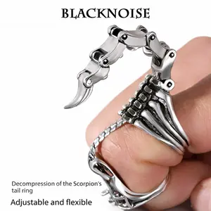 Scorpion Tail Ring, Adjustable Gothic Punk Statement Ring, Dark Aesthetic Finger Jewelry for Women and Men