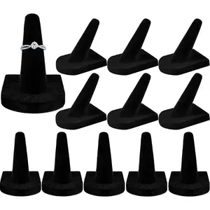 12 Pieces Finger Ring Display Set,Black Velvet Ring Storage Holder,Drawer Jewelry Display Stands for Shows,Halloween Christmas Party Gifts,Hand Tools Kits