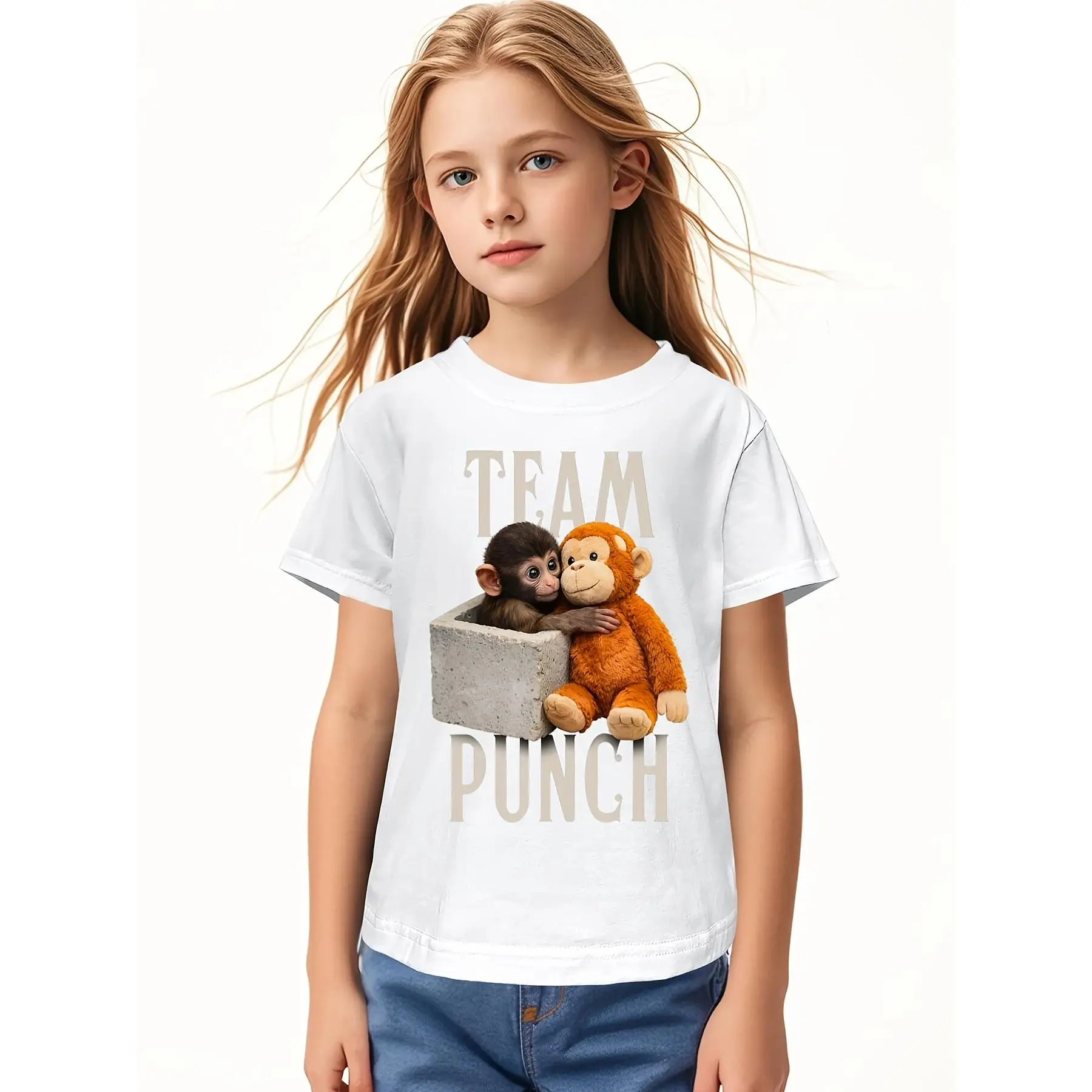 Soft Breathable Monkey Punch Team T-Shirt For Kids |   Boys & Girls Graphic Tee - Round Neck Shirt For Early Elementary - Birthday Party Outfit Or Everyday Play Clothes - Easy-Care Parent-Favorite Apparel, Kids Casual Wear, Vibrant Kids Fashion3Y-13Y