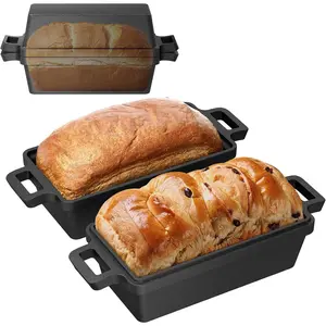 Inch Cast Iron Loaf Pan with Lid, bread pans for baking, 2 Piece Set| Even Heat Distribution Bread Baking Pan for Homemade Sandwich Bread, Banana Bread, Cakes, MeatloafDD14HUB STORE