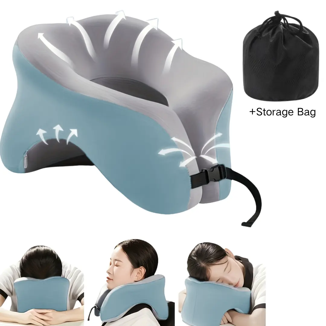 Travel Pillow For Airplanes With 360 Head Support, Memory Foam Neck Pillow Airplane, Travel Neck Pillow With Storage Bag, Home, Office, And Gaming, Compatible for Portable U-Shaped Travel Memory Foam Sleeping Office Nap Car Airplane Neck Cushion