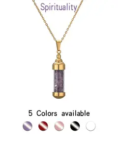Amethyst Perfume Bottle Necklace | Mother's Day Calming Stress Relief Aromatherapy Gift Set