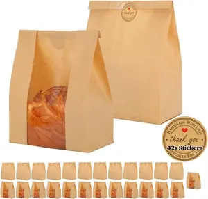 Bread Bags for Homemade Bread Sourdough Bread Bags Large Bakery Bags with Seal Stickers (25 Pack, 13.7x8.2x3.5 inch)