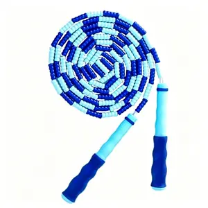 Adjustable Segmented Beaded Jump Rope, 9.2 Feet, for Kids, Women, and Men, Soft Skipping Rope for Exercise and Training