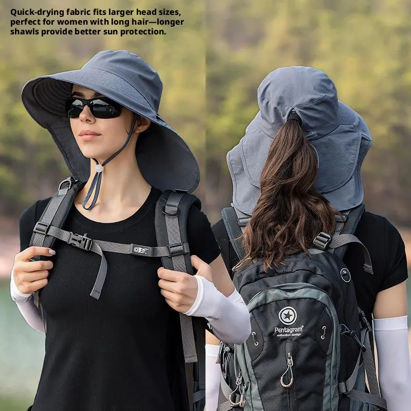 Women's Wide-Brimmed Fisherman Design Sun Hat for Adults - UV Protection Female Outdoor Hiking, Summer Travel & Work Accessory
