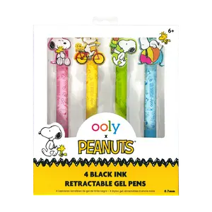 OOLY x Peanuts Black Ink Retractable Gel Pens - Set of 4