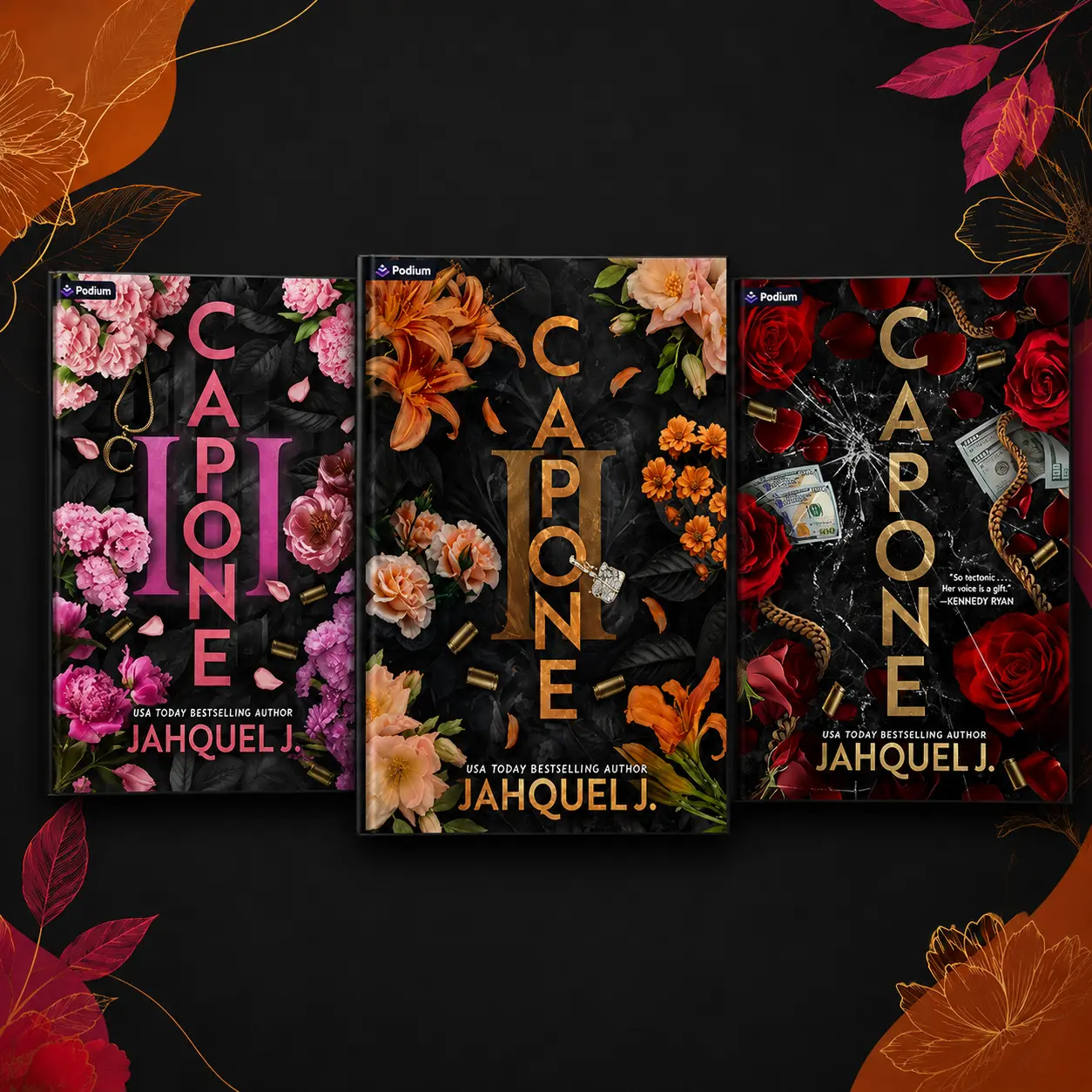 Capone Trilogy by Jahquel J. – Season One: Delgato Family Complete 3-Book Set, Capone I II III, Urban Romance Fiction, 2026–2027 Podium Publishing Editions, Paperback Collection for Adult Readers