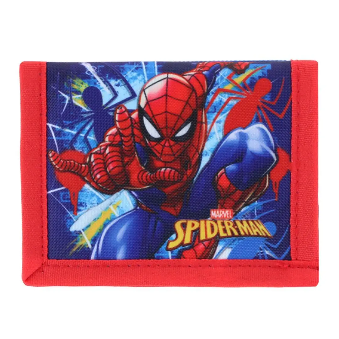 CTM Kid's Marvel Spiderman Power Hook & Loop Closure Bi Fold Wallet, Bifold Wallets, Bifold Wallet, One Size