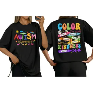 Autism Awareness T-shirt: 2-sided Print, SPED Teacher T-shirt, Special Education T-shirt, Brushstroke Autism T-shirt, ADHD Autism Mom Gift